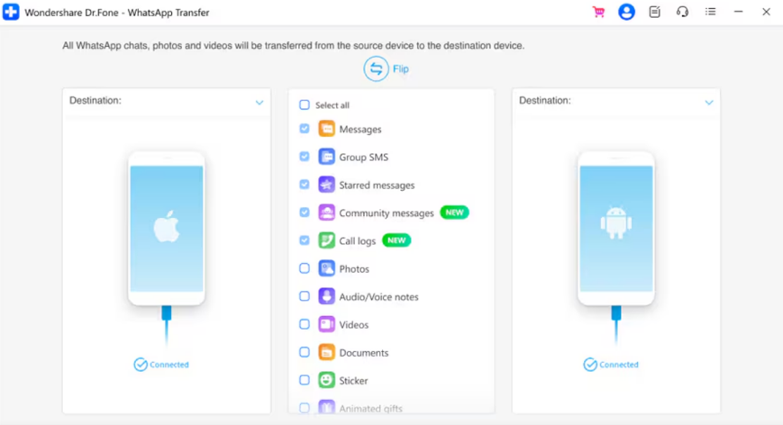 Pick WhatsApp Data to Move